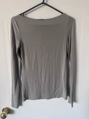 Sarah Pacini Light Gray Boat-Neck Long Sleeve Top